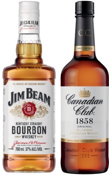 Jim-Beam-White-Label-Bourbon-or-Canadian-Club-Whisky-700mL on sale