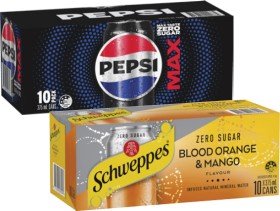 Pepsi+or+Solo+Soft+Drink+or+Schweppes+Infused+Sparkling+Water+10x375mL