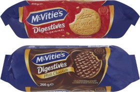 McVities-Plain-or-Chocolate-Digestives-Biscuits-266g-355g on sale