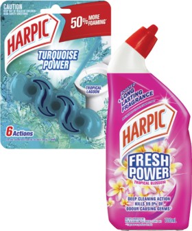 Harpic-Fresh-Power-Liquid-700mL-or-In-The-Bowl-Toilet-Cleaner-39g on sale