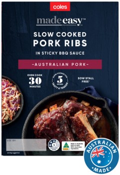 Coles+Made+Easy+Slow+Cooked+Pork+Ribs+in+BBQ+Sauce+650g