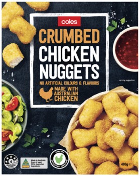 Coles-Frozen-Chicken-Breast-Nuggets-400g on sale