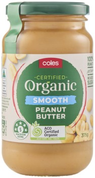 Coles-Organic-Smooth-Peanut-Butter-375g on sale