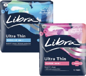 Libra-Ultra-Thin-Pads-with-Wings-Regular-14-Pack-or-Super-12-Pack on sale