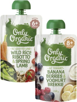 Only+Organic+4%2B+Months%2C+6%2B+Months+or+8%2B+Months+Baby+Food+Pouch+120g