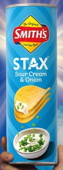 NEW-Smiths-Stax-Sour-Cream-and-Onion-105g on sale