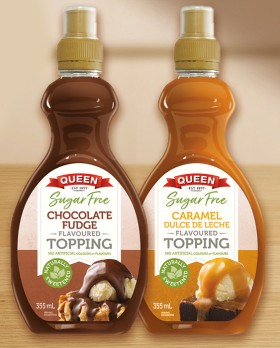 NEW+Queen+Sugar+Free+Topping+Chocolate+Fudge+or+Caramel+Dulce+De+Leche+355mL