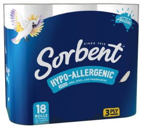 Sorbent+Hypo%E2%80%91Allergenic+Toilet+Tissue+3+Ply+18+Pack