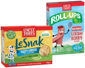 Uncle+Tobys+Le+Snak%2C+Roll%E2%80%91Ups+6+Pack+or+Muesli+Bars+5%E2%80%916+Pack+Selected+Varieties