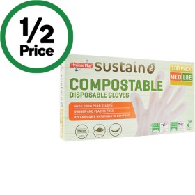 Hygiene+Plus+Compostable+Disposable+Gloves+Pk+100