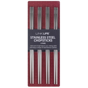 Stainless+Steel+Chopsticks+4+Pairs