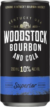 Woodstock+Bourbon+and+Cola+10%25+Cans+10x200mL