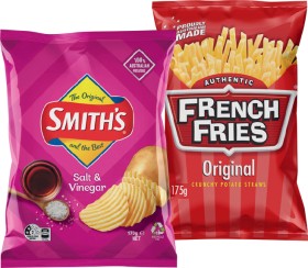Smiths-Crinkle-Cut-Chips-150-170g-or-French-Fries-175g-Selected-Varieties on sale