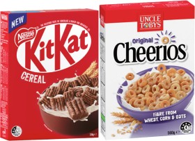 Uncle+Tobys+Cheerios+Cereal+450%E2%80%91560g+or+Nestl%26eacute%3B+Kit+Kat+Cereal+330g+Selected+Varieties