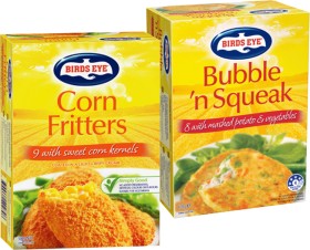 Birds+Eye+Corn+Fritters+500g+or+Bubble%26rsquo%3Bn+Squeak+620g