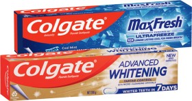 Colgate+Advanced+Whitening+or+MaxFresh+Cool+Mint+Toothpaste+120%E2%80%91200g+or+Max+White+Toothbrush+3+Pack+Selected+Varieties