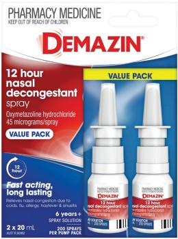 Demazin-12-Hour-Nasal-Decongestant-Spray-2-x-20mL on sale