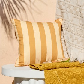 Sundays-Maris-Mustard-Stripe-Reversible-Outdoor-Square-Cushion-by-Pillow-Talk on sale