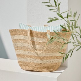Sundays-Madeira-Striped-Large-Jute-Beach-Bag-by-Pillow-Talk on sale