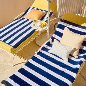 Sundays+Aegean+Navy+Stripe+Large+Beach+Towel+by+Pillow+Talk