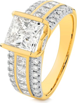 Alora-9ct-Gold-3-Carats-TW-Lab-Grown-Diamond-Princess-Cut-Shoulder-Set-Ring on sale