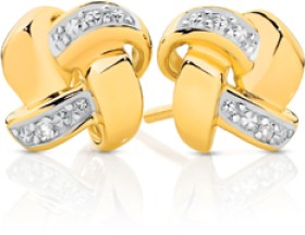 9ct-Gold-Diamond-Knot-Stud-Earrings on sale