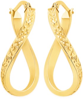 9ct+Gold+Diamond-Cut+Oval+Hoops
