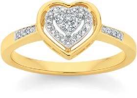 9ct-Gold-Diamond-Heart-Ring on sale