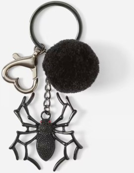 Spider+Bag+Charm+Keyring+-+Black+and+Silver+Tone