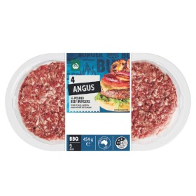 Woolworths-Australian-Angus-Beef-Burgers-454g-Pk-4 on sale