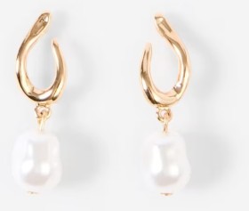 Loop-and-Faux-Pearl-Drop-Earrings-Gold-Tone on sale