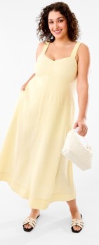 Sleeveless+Contrast+Stitch+Linen+Blend+Maxi+Dress
