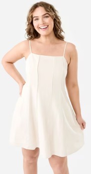 Sleeveless+Pintuck+Linen+Blend+Mini+Dress