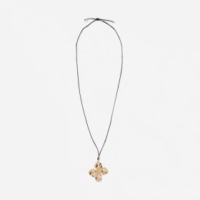 Cord+Flower+Necklace+-+Gold+Tone