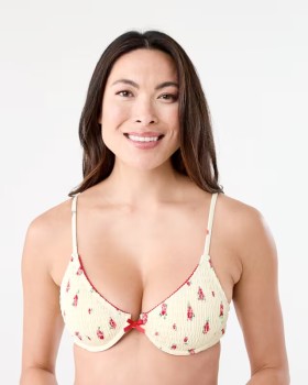 Smocked+Underwire+Balconette+Bikini+Top