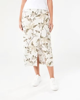 Button+Asymmetrical+Skirt