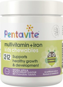 Pentavite+Multivitamin+%2B+Iron+Kids+Chewables+60+Tablets%2A