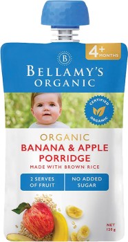 Bellamy%26rsquo%3Bs+Organic+Banana+%26amp%3B+Apple+Porridge+Baby+Food+Pouch+120g