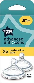 Tommee+Tippee+Advanced+Anti-Colic+Medium+Flow+Teats+3m%2B+2+Pack%2A