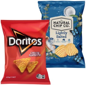 The-Natural-Chip-Co-Smiths-Thinly-Cut-175g-or-Doritos-Corn-Chips-150170g-Selected-Varieties on sale