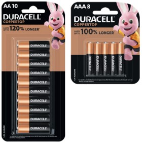Duracell+Coppertop+Batteries+AA+10+Pack+or+AAA+8+Pack