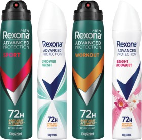 Rexona+Advanced+Protection+Antiperspirant+Spray+220mL+Selected+Varieties
