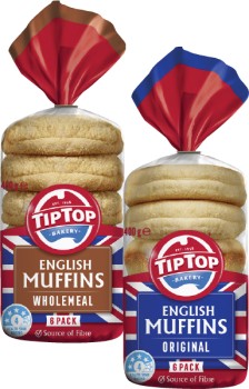 Tip+Top+English+Muffins+6+Pack+360g-400g