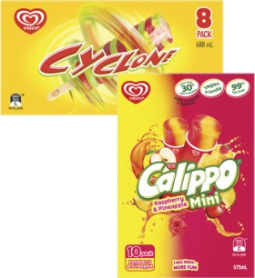 Streets+Mini+Calippo+10+Pack+575mL+or+Cyclone+Sticks+8+Pack+688mL
