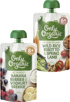 Only+Organic+4%2B+Months%2C+6%2B+Months+or+8%2B+Months+Baby+Food+Pouch+120g