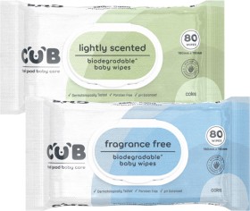 CUB+Biodegradable+Fragrance+Free+or+Lightly+Scented+Baby+Wipes+80+Pack