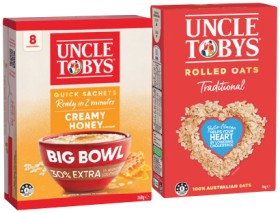 Uncle+Tobys+Rolled+Oats+1kg+or+Big+Bowl+Quick+Sachets+8+Pack+Selected+Varieties