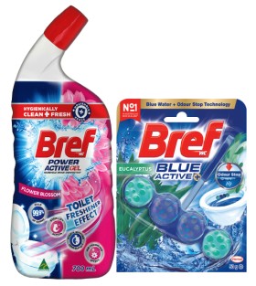 Bref+Rim+Block+Toilet+Cleaner+42%E2%80%9150g+or+Gel+600%E2%80%91700mL+Selected+Varieties
