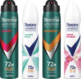 Rexona+Advanced+Protection+Antiperspirant+Spray+220mL+Selected+Varieties