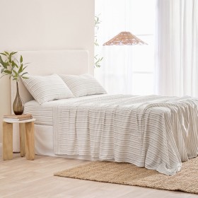 Linen-Cotton-Stripe-Flat-Sheet-by-Habitat on sale